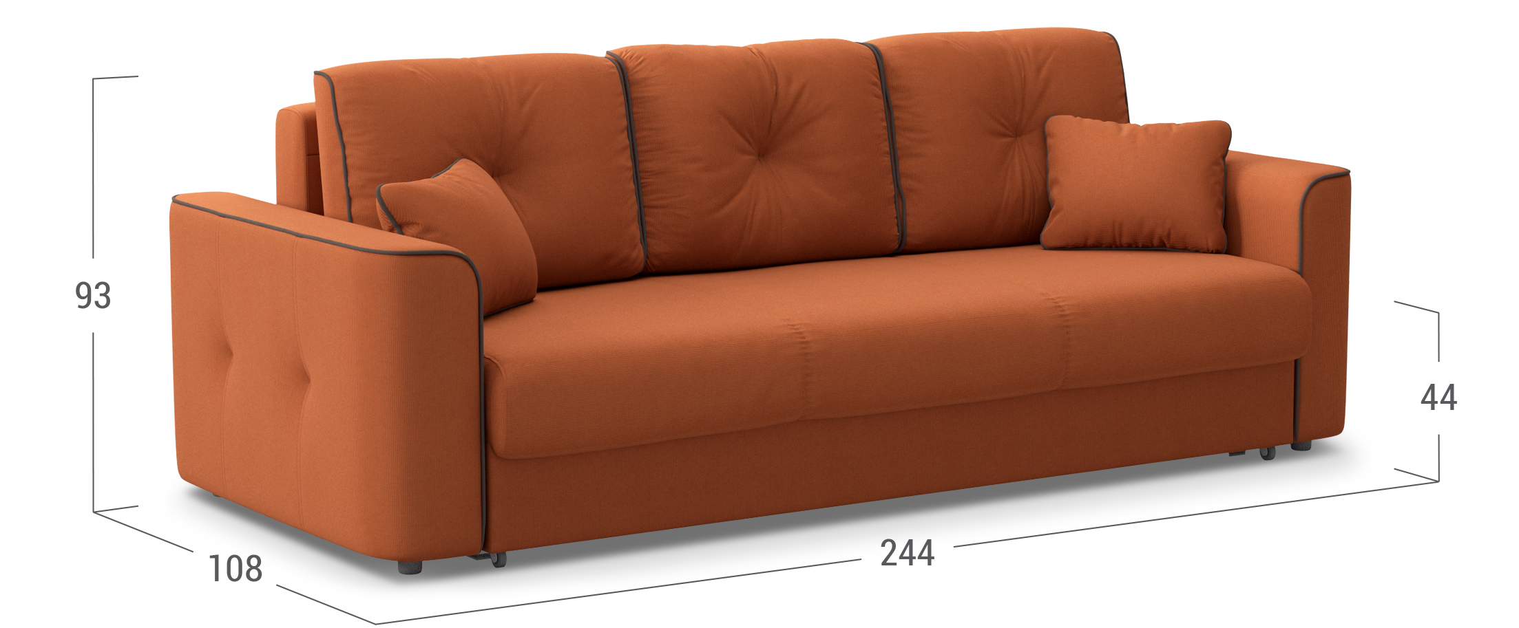 Диван прямой Еврокнижка Турин Оранжевый - купить в Москве в интернет ...