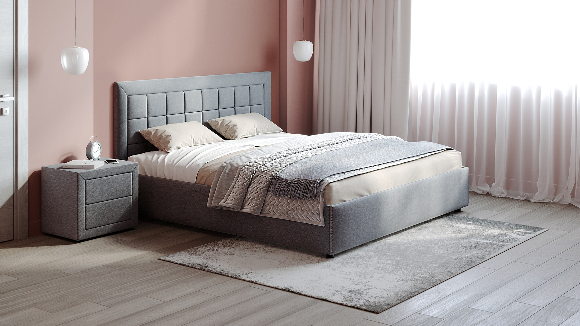 Кровать с основанием 140х200 MOON FAMILY 1222 серого цвета - купить в ...