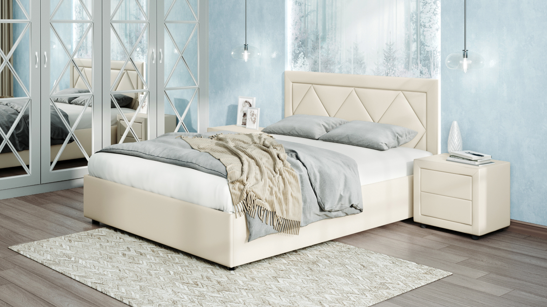 Кровать с основанием 160х200 MOON FAMILY 1223 бежевого цвета - купить в ...