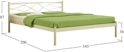 Кровать Экзотика 160х200 Бежевая/Металлическое основание