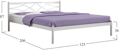 Кровать Экзотика 120х200 Белая/Металлическое основание